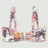 Karen Millen Palm Print Gold Trim Detachable Strap Bikini Top -Karen Millen shop multi palm print gold trim detachable strap bikini top