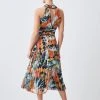 Karen Millen Petite Abstract Butterfly Pleated Maxi Dress -Karen Millen shop multi petite abstract butterfly pleated maxi dress