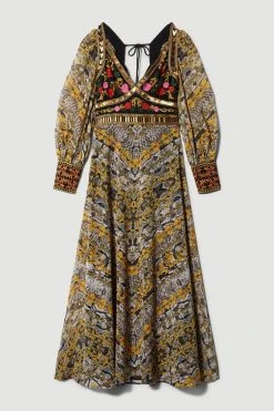 Karen Millen Petite Baroque Embroidered & Bead Midi Dress -Karen Millen shop multi petite baroque embroidered bead midi dress 3