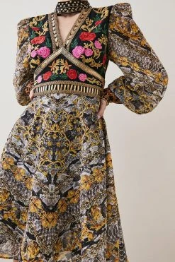 Karen Millen Petite Baroque Embroidered & Bead Mini Dress -Karen Millen shop multi petite baroque embroidered bead mini dress 2