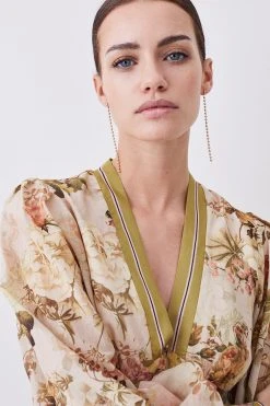 Karen Millen Petite Lydia Millen Silk Cotton Vintage Floral Mini Dress -Karen Millen shop multi petite lydia millen silk cotton vintage floral mini dress 2