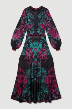 Karen Millen Petite Mirror Floral Keyhole Back Jacquard Knit Maxi Dress 8 Karen Millen Petite Mirror Floral Keyhole Back Jacquard Knit Maxi Dress -Karen Millen shop multi petite mirror floral keyhole back jacquard knit maxi dress 1