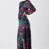 Karen Millen Petite Mirror Floral Keyhole Back Jacquard Knit Maxi Dress