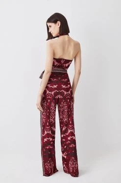 Karen Millen Petite Mirror Jacquard Knit Halterneck Jumpsuit