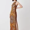 Karen Millen Petite Sleeveless Mirror Jacquard Knit Maxi Dress -Karen Millen shop multi petite sleeveless mirror jacquard knit maxi dress