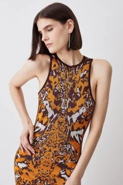 Karen Millen Petite Sleeveless Mirror Jacquard Knit Maxi Dress -Karen Millen shop multi petite sleeveless mirror jacquard knit maxi dress 2