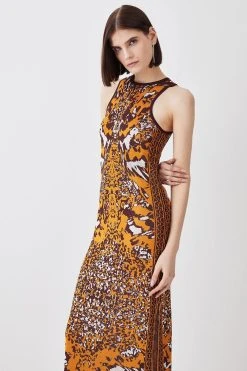 Karen Millen Petite Sleeveless Mirror Jacquard Knit Maxi Dress -Karen Millen shop multi petite sleeveless mirror jacquard knit maxi dress 4