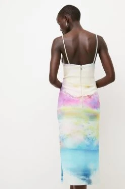 Karen Millen Photographic Ombre Diamante Trim Midi Dress -Karen Millen shop multi photographic ombre diamante trim midi dress 1