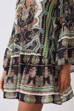 Karen Millen Placed Print Embellished Kimono Sleeve Beach Mini Dress 13 Karen Millen Placed Print Embellished Kimono Sleeve Beach Mini Dress -Karen Millen shop multi placed print embellished kimono sleeve beach mini dress 5