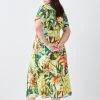 Karen Millen Plus Size Jungle Print Georgette Pleated Midi Shirt Dress -Karen Millen shop multi plus size jungle print georgette pleated midi shirt dress
