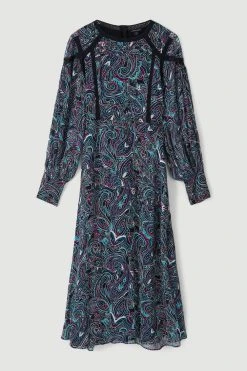 Karen Millen Plus Size Paisley Ladder Woven Midi Dress -Karen Millen shop multi plus size paisley ladder woven midi dress 3