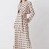 Karen Millen Polka Dot Linen Edge To Edge Cropped Jacket -Karen Millen shop multi polka dot linen edge to edge cropped jacket