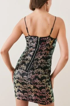 Karen Millen Premium Sequin Crepe Strapless Mini Dress -Karen Millen shop multi premium sequin crepe strapless mini dress 1