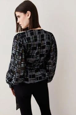 Karen Millen Rainbow Metallic V Neck Blouse -Karen Millen shop multi rainbow metallic v neck blouse 2