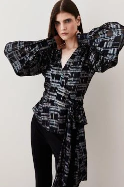 Karen Millen Rainbow Metallic V Neck Blouse -Karen Millen shop multi rainbow metallic v neck blouse 3