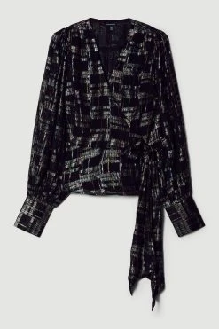 Karen Millen Rainbow Metallic V Neck Blouse -Karen Millen shop multi rainbow metallic v neck blouse 4