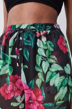 Karen Millen Tropical Printed Wide Leg Beach Trousers -Karen Millen shop multi tropical printed wide leg beach trousers 2