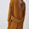 Karen Millen Boucle Pocket Detail Collared Coat -Karen Millen shop mustard boucle pocket detail collared coat