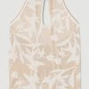 Karen Millen Halter Jacquard Knit Top 1 Karen Millen Halter Jacquard Knit Top -Karen Millen shop natural halter jacquard knit top
