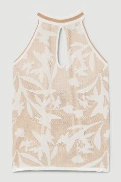 Karen Millen Halter Jacquard Knit Top