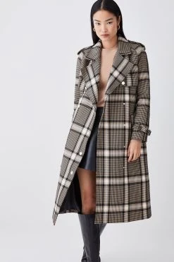 Karen Millen Italian Classic Check Trench Coat