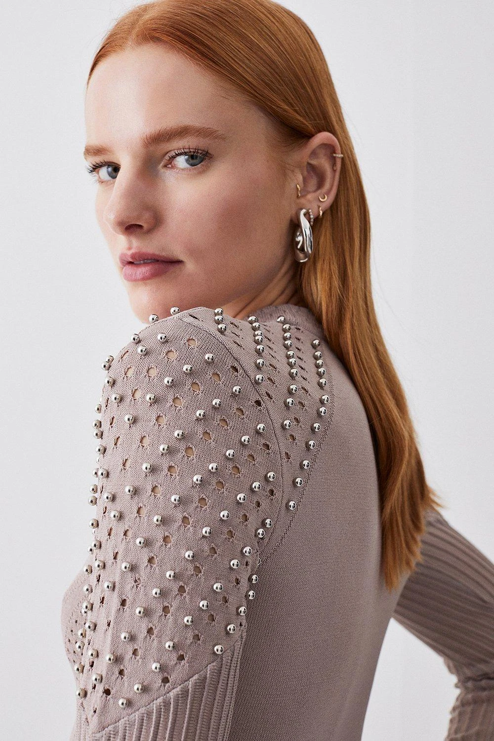 Karen Millen Mesh Knit High Neck Studded Jumper 4 Karen Millen Mesh Knit High Neck Studded Jumper - Image 2