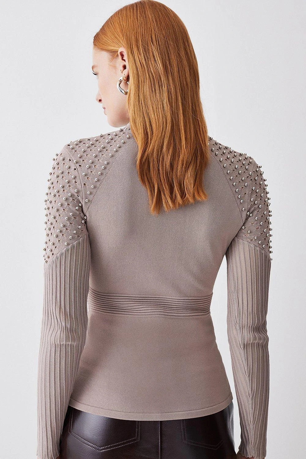 Karen Millen Mesh Knit High Neck Studded Jumper 7 Karen Millen Mesh Knit High Neck Studded Jumper - Image 5