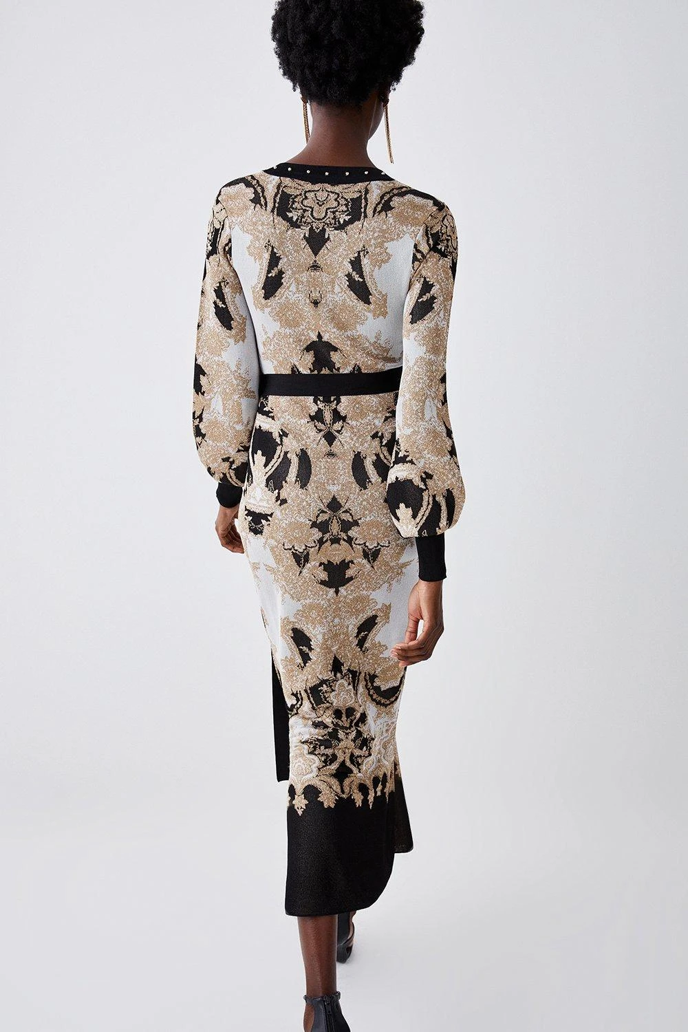 Karen Millen Petite Slinky Sparkle Knit Jacquard Dress 4 Karen Millen Petite Slinky Sparkle Knit Jacquard Dress - Image 2