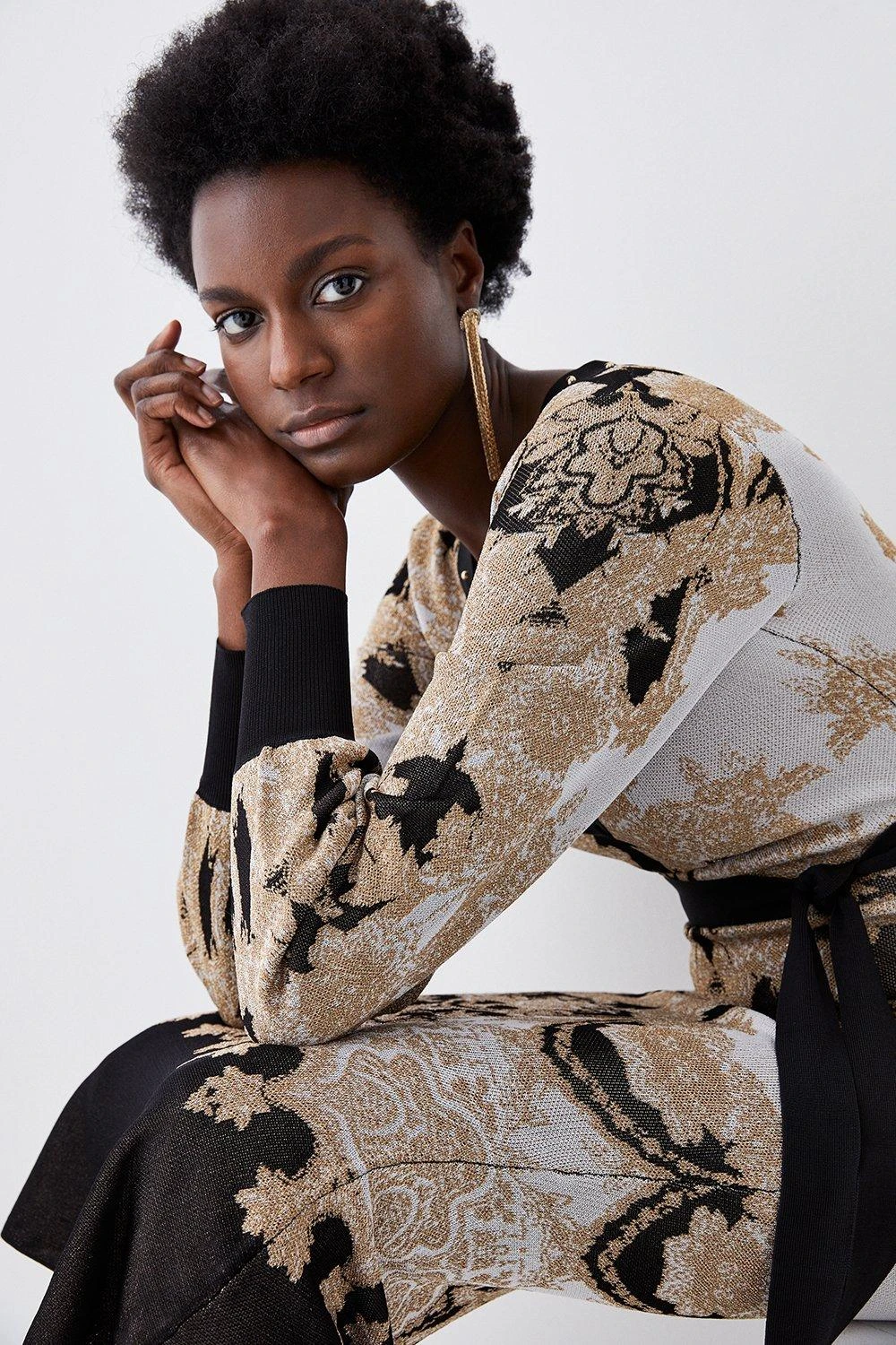 Karen Millen Petite Slinky Sparkle Knit Jacquard Dress 5 Karen Millen Petite Slinky Sparkle Knit Jacquard Dress - Image 3