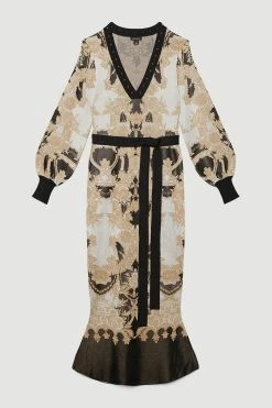 Karen Millen Petite Slinky Sparkle Knit Jacquard Dress 10 Karen Millen Petite Slinky Sparkle Knit Jacquard Dress -Karen Millen shop natural petite slinky sparkle knit jacquard dress 3