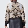 Karen Millen Plus Size Sparkle Knit Jacquard Studded Top -Karen Millen shop natural plus size sparkle knit jacquard studded top