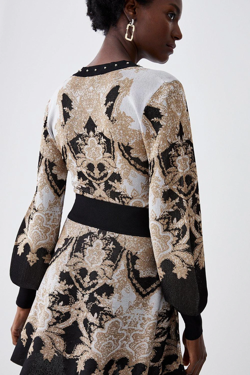 Karen Millen Slinky Sparkle Knit Jacquard Studded Top 6 Karen Millen Slinky Sparkle Knit Jacquard Studded Top - Image 4