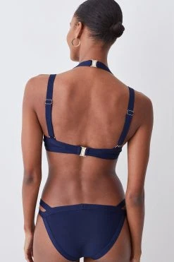 Karen Millen Bandage Double Strap Bikini Top -Karen Millen shop navy bandage double strap bikini top 3