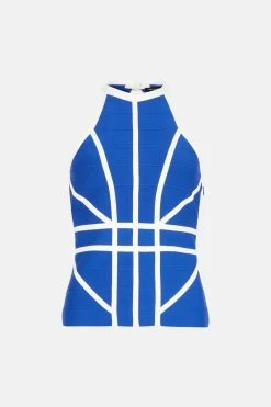 Karen Millen Bandage Knit Contrast Halter Top