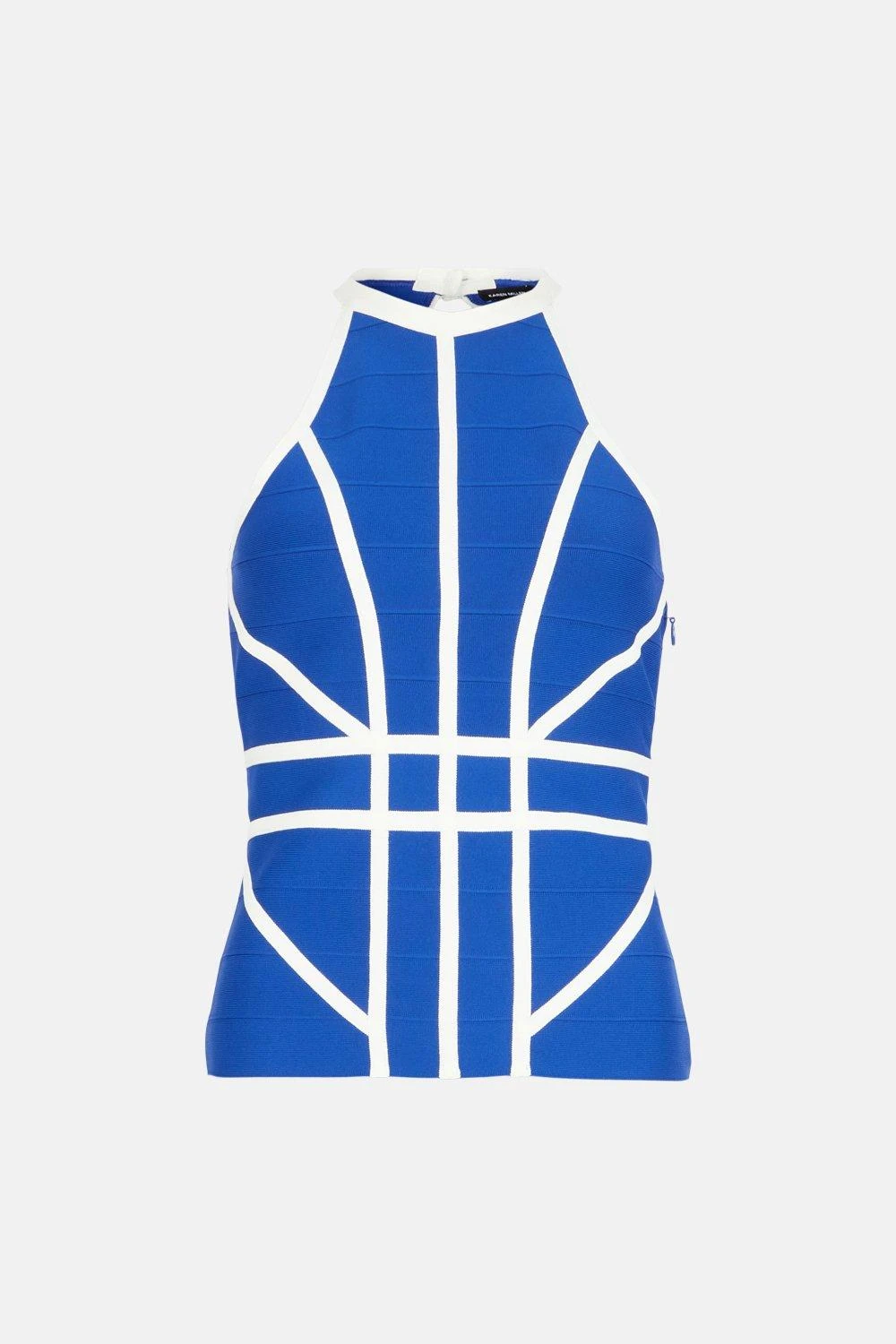 Karen Millen Bandage Knit Contrast Halter Top 3 Karen Millen Bandage Knit Contrast Halter Top