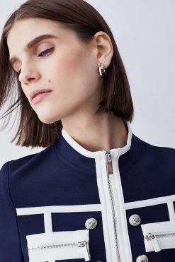 Karen Millen Bandage Military Style Crop Top -Karen Millen shop navy bandage military style crop top 2