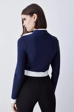 Karen Millen Bandage Military Style Crop Top -Karen Millen shop navy bandage military style crop top 4