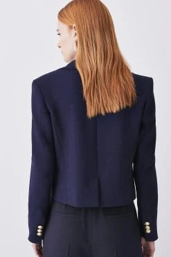 Karen Millen Compact Stretch Nautical Cropped Tailored Jacket