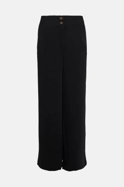 Karen Millen Essential Tailored Wide Leg Woven Trousers -Karen Millen shop navy essential tailored wide leg woven trousers 3