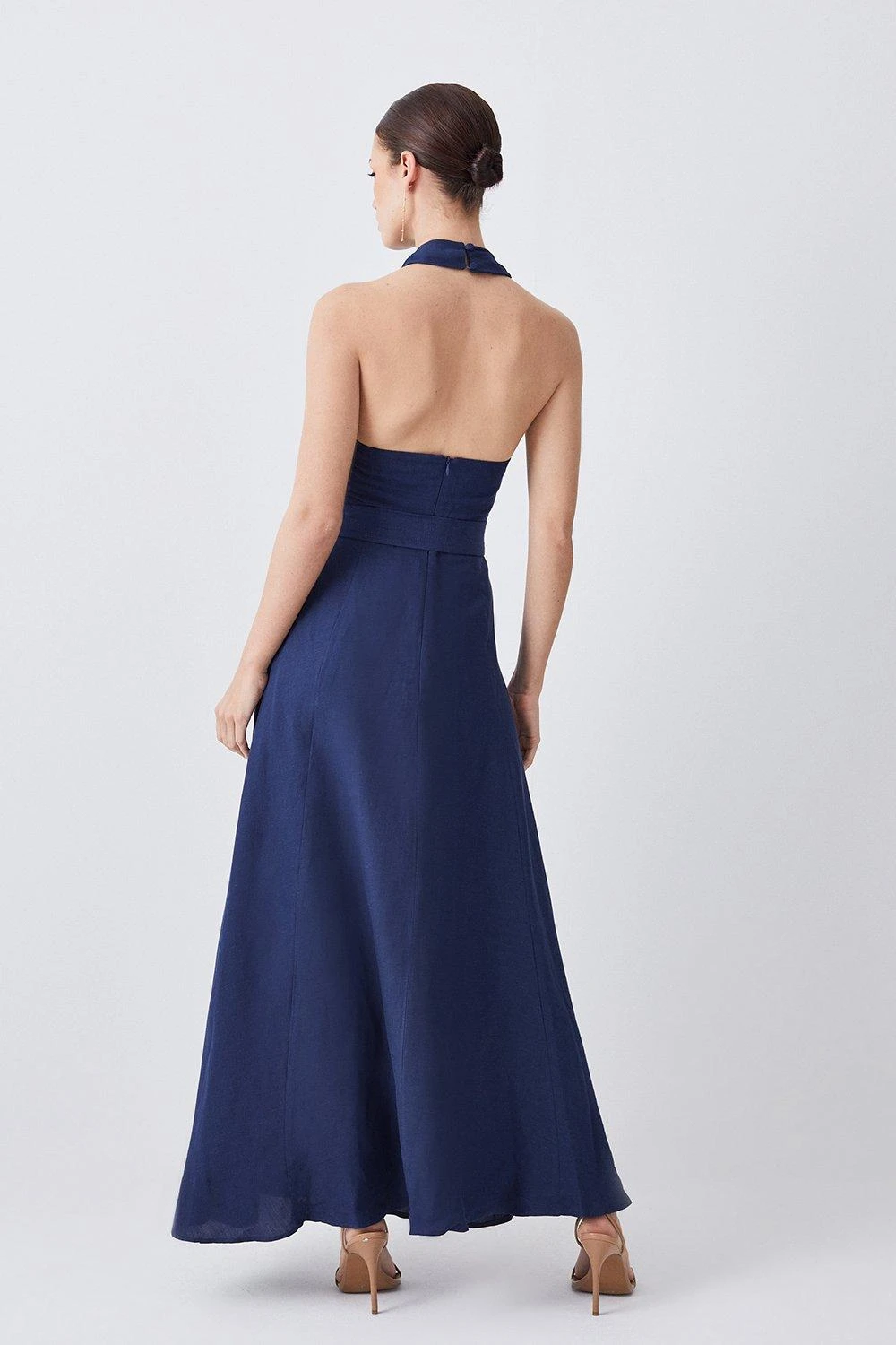 Karen Millen Lydia Millen Petite Linen Halter Neck Tie Waist Midi Dress 7 Karen Millen Lydia Millen Petite Linen Halter Neck Tie Waist Midi Dress - Image 5
