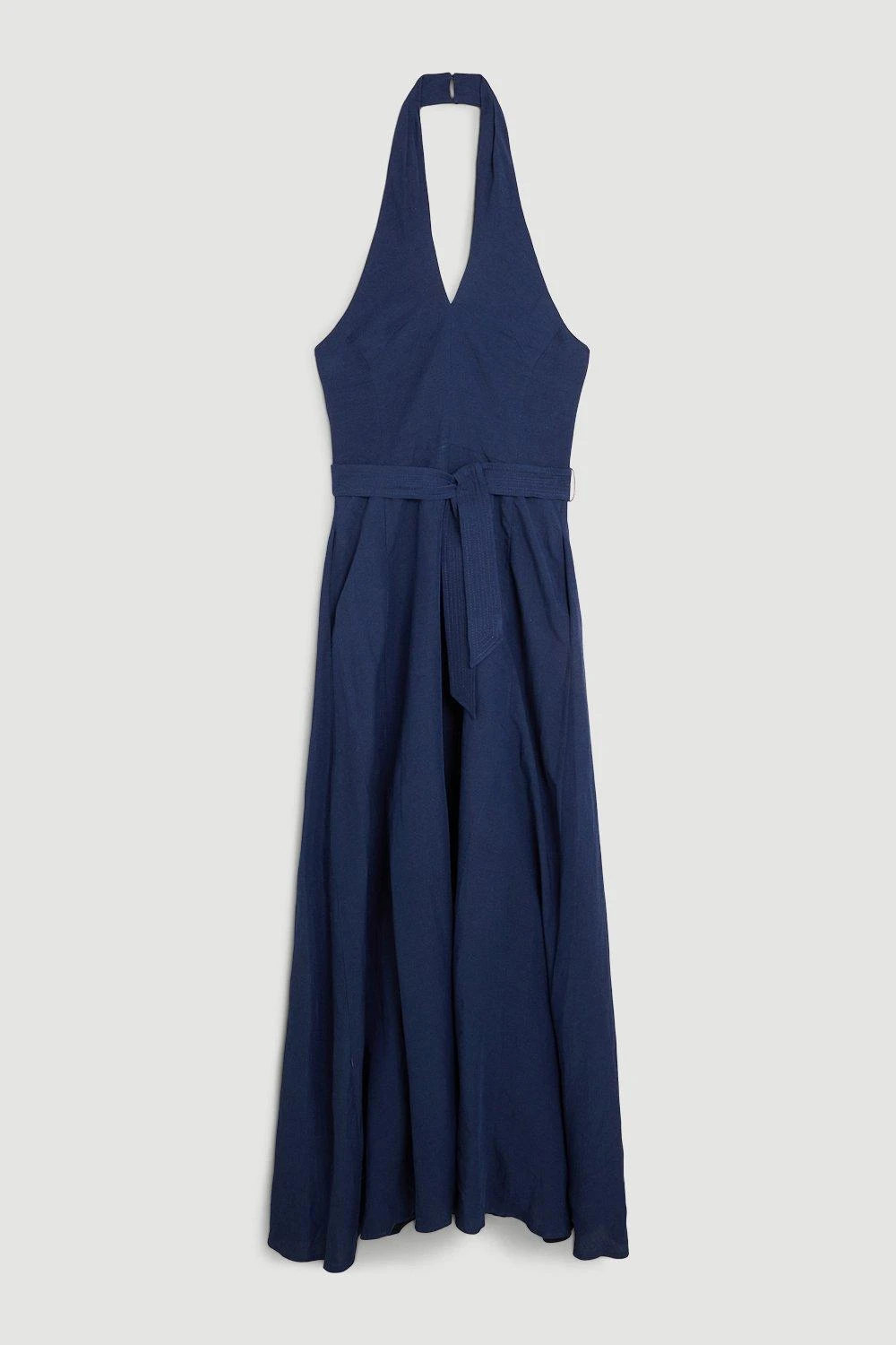 Karen Millen Lydia Millen Petite Linen Halter Neck Tie Waist Midi Dress 3 Karen Millen Lydia Millen Petite Linen Halter Neck Tie Waist Midi Dress