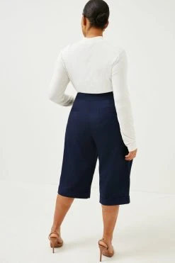 Karen Millen Lydia Millen Plus Size Crop Wide Trouser -Karen Millen shop navy lydia millen plus size crop wide trouser 1 1