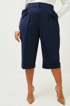 Karen Millen Lydia Millen Plus Size Crop Wide Trouser -Karen Millen shop navy lydia millen plus size crop wide trouser 1 3