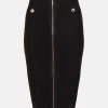 Karen Millen Military Bandage Knitted Pencil Midi Skirt -Karen Millen shop navy military bandage knitted pencil midi skirt