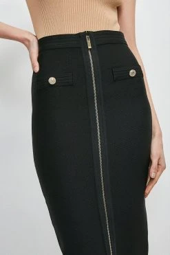 Karen Millen Military Bandage Knitted Pencil Midi Skirt -Karen Millen shop navy military bandage knitted pencil midi skirt 2