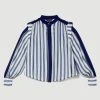 Karen Millen Military Stripe Woven Blouse -Karen Millen shop navy military stripe woven blouse