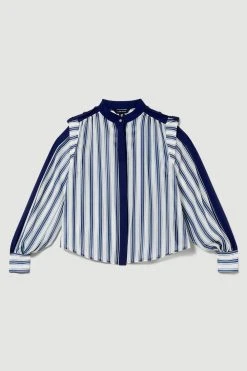 Karen Millen Military Stripe Woven Blouse