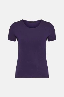 Karen Millen Organic Cotton Jersey Fitted Crew Tee -Karen Millen shop navy organic cotton jersey fitted crew tee 2