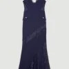 Karen Millen Petite Ooto Lace Mix Slip Maxi Dress -Karen Millen shop navy petite ooto lace mix slip maxi dress