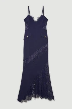 Karen Millen Petite Ooto Lace Mix Slip Maxi Dress